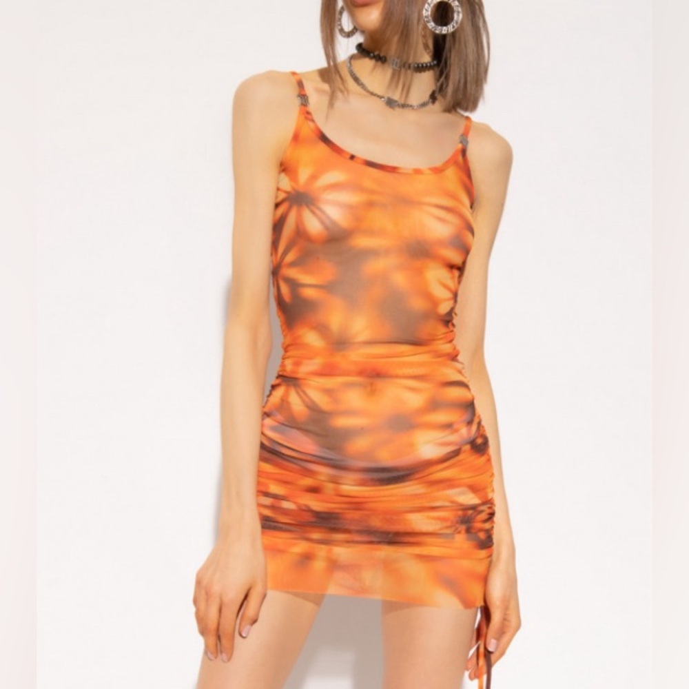 MISBHV ORANGE The ‘Metamorphosis 1993’ collection mesh slip dress size S